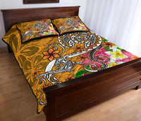 Polynesian Quilt Bed Set - Turtle Plumeria Gold Color - Polynesian Pride