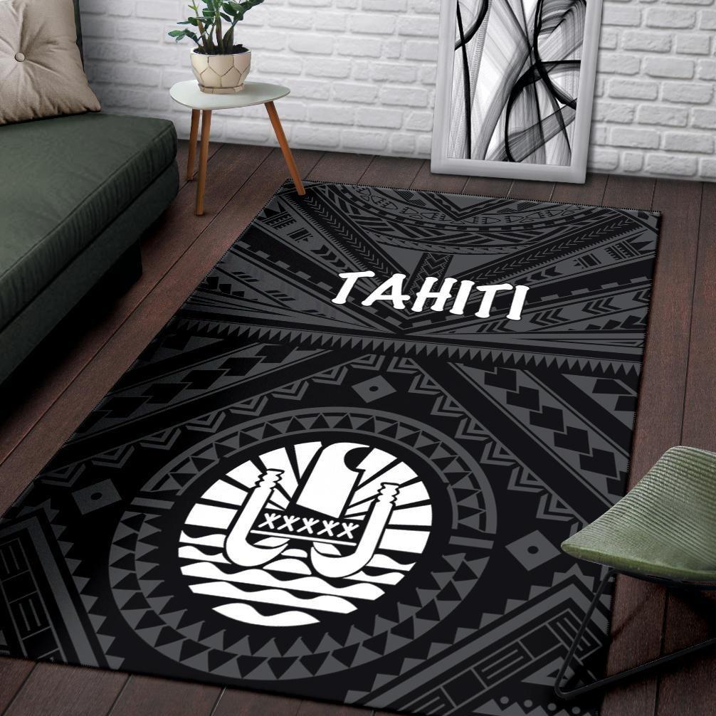 Tahiti Area Rug - Tahiti Seal In Polynesian Tattoo Style (Black) Black - Polynesian Pride