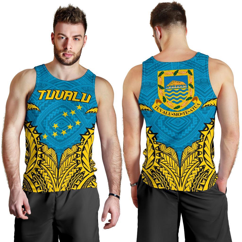 Tuvalu Premium Tank Top A7 Blue and Yellow - Polynesian Pride