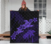 Hawaii Turtle Plumeria Coconut Tree Polynesian Premium Quilt - Purple - Polynesian Pride