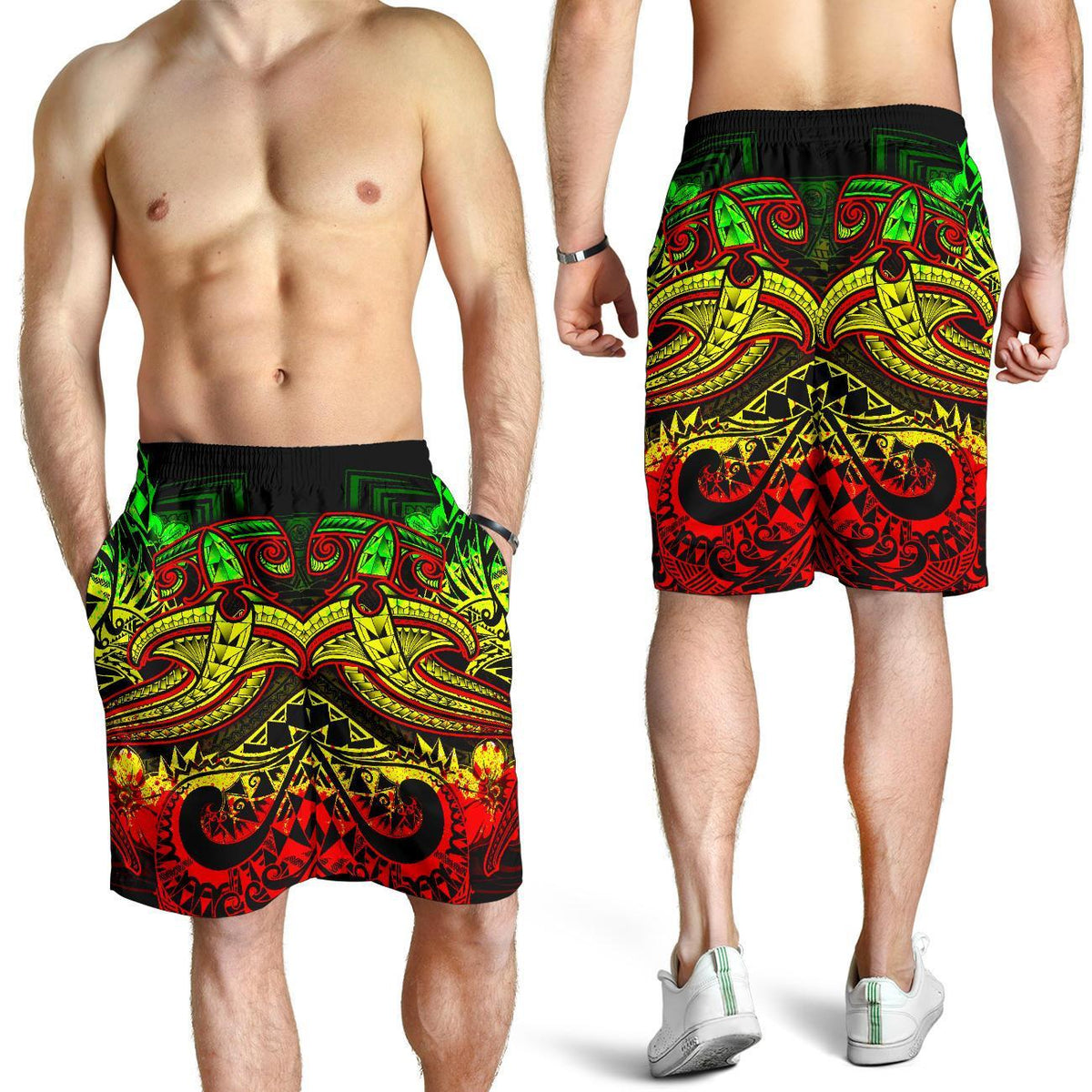 Polynesian Men's Shorts - Reggae Shark Polynesian Tattoo - Polynesian Pride