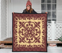 Hawaiian Premium Quilt Royal Pattern - Coral - Polynesian Pride