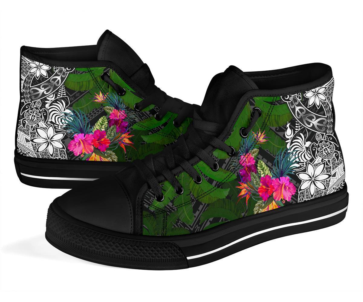 New Caledonia High Top Shoes - Turtle Plumeria Banana Leaf Crest - Polynesian Pride