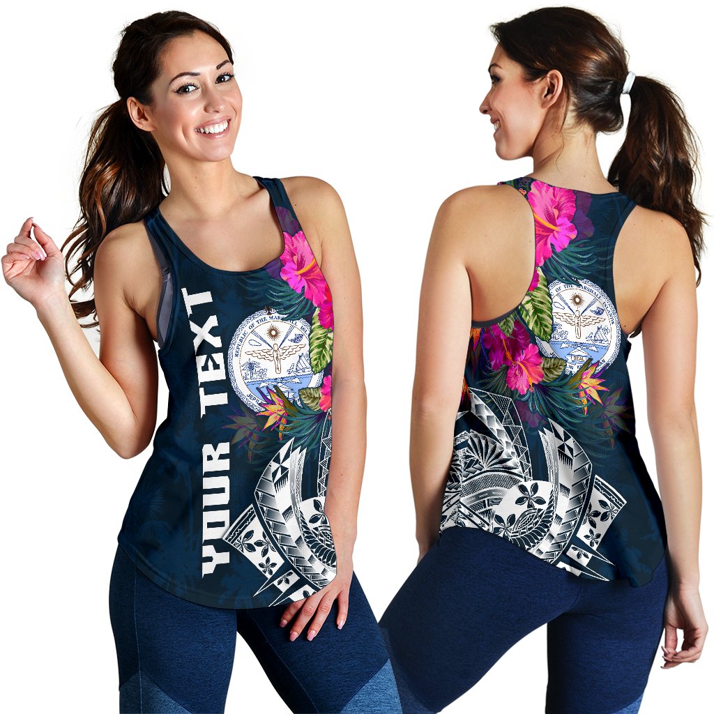 Marshall Island Custom Personalised Women's Racerback Tank - Summer Vibes - Polynesian Pride