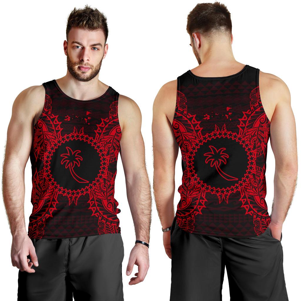 Chuuk Polynesian Men Tank Top Map Red - Polynesian Pride