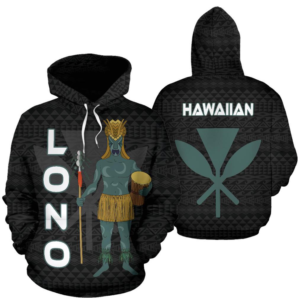 Polynesian Hawaii Hoodie Lono Hawaiian God of the Myths nd Legends Unisex Black - Polynesian Pride
