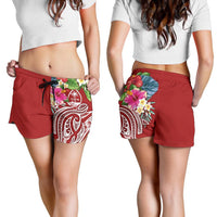 Guam Polynesian Women's Shorts - Summer Plumeria (Black) - Polynesian Pride