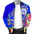 Hawaii Polynesian Men's Bomber Jacket - Hawaii Seal With Turtle Plumeria (Blue) - Polynesian Pride