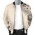 Kosrae Men's Bomber Jacket - The Beige Hibiscus - Polynesian Pride