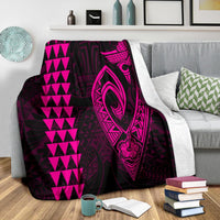 Hawaii Kakau Makau Fish Hook Polynesian Premium Blanket - Pink - Polynesian Pride