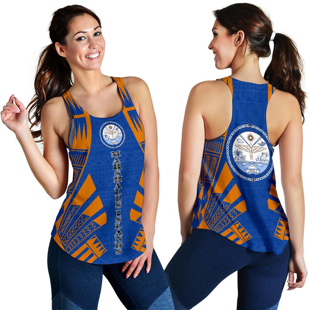 Marshall Islands Women Racerback Tank - Polynesian Tattoo Flag - Polynesian Pride