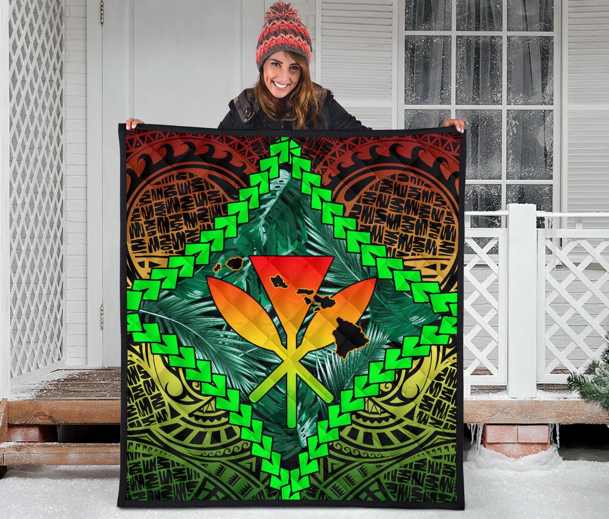 Hawaii Kanaka Kakau Tropical Polynesian Premium Quilt - Polynesian Pride