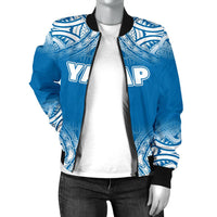 Yap Women's Bomber Jacket - Fog Blue Style - Polynesian Pride