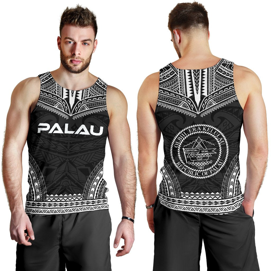 Palau Men's Tank Top - Polynesian Chief Black Version - Polynesian Pride