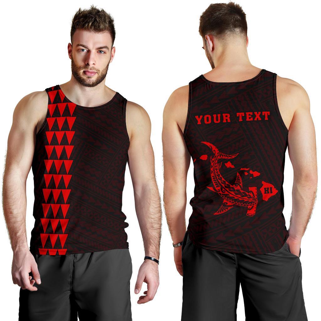 Hawaii Kakau Polynesian Hammerhead Shark Personalized Men's Tank Top - Red Red - Polynesian Pride