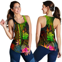 New Caledonia Polynesian Women's Racerback Tank - Hibiscus and Banana Leaves - Polynesian Pride