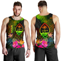 Guam Polynesian Men's Tank Top - Hibiscus and Banana Leaves - Polynesian Pride