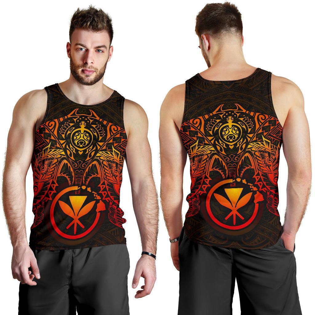Polynesian Hawaii Men's Tank Top - Red Turtle Manta Ray RED - Polynesian Pride