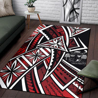 Fiji Area Rug - Tribal Flower Special Pattern Red Color Red - Polynesian Pride