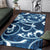 Polynesian Area Rug - Flourish Style With Tribal Fabric Blue Color - Polynesian Pride