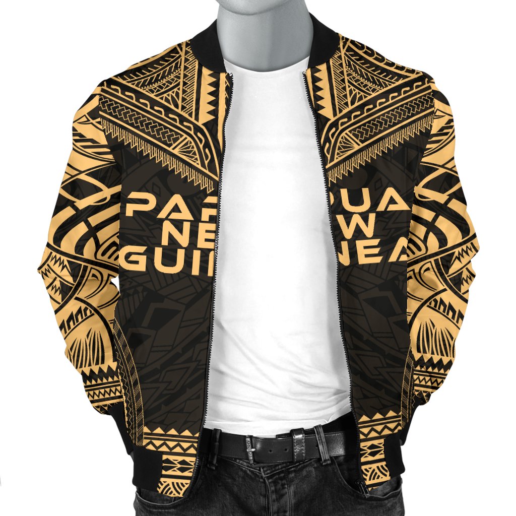 Papua New Guinea Polynesian Chief Men's Bomber Jacket - Gold Version - Polynesian Pride