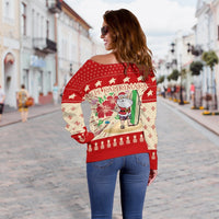 Hawaiian Christmas Off Shoulder Sweater K5 - Polynesian Pride