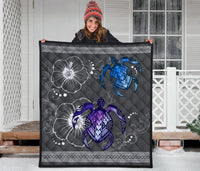 Hawaii Turtle Hibiscus Polynesian Premium Quilt - Miki Style - Polynesian Pride