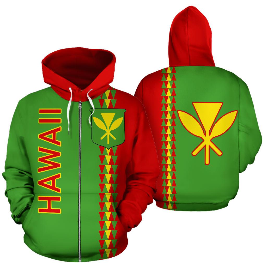 Hawaii All Over Zip up Hoodie Polynesian Straight Version Unisex Mix - Polynesian Pride