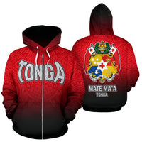 Tonga All Over Zip up Hoodie Mate Maa Tonga Unisex Black - Polynesian Pride