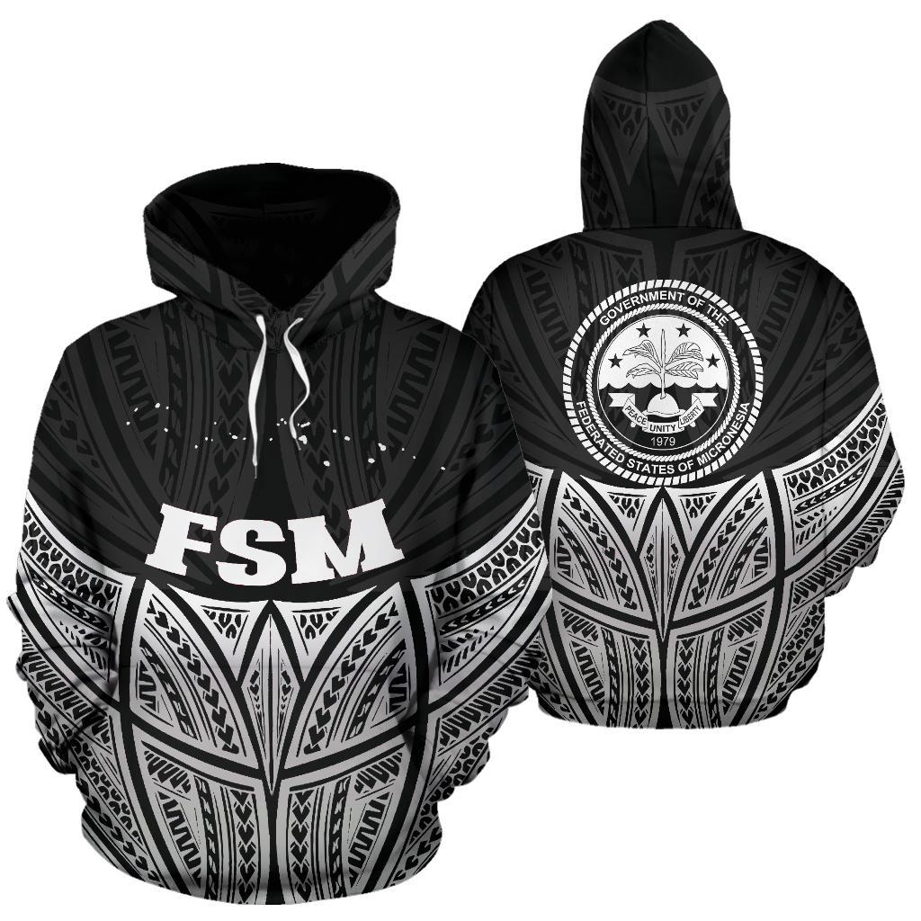 Federated States of Micronesia Polynesian Hoodie Black Pride Map nd Seal Unisex Black - Polynesian Pride