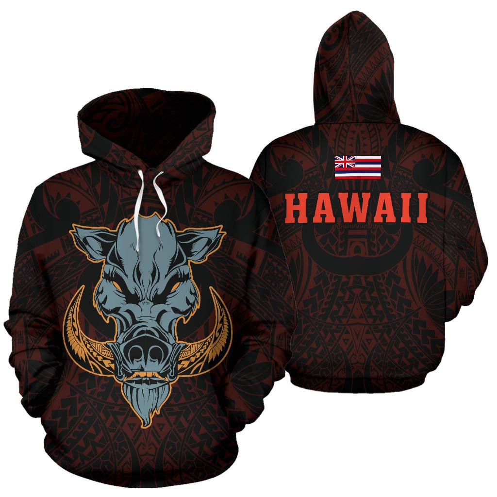 Polynesian Kamapuaa Flag of Hawaii Hoodie Orange Hawaiian Mythology Style Unisex Orange - Polynesian Pride