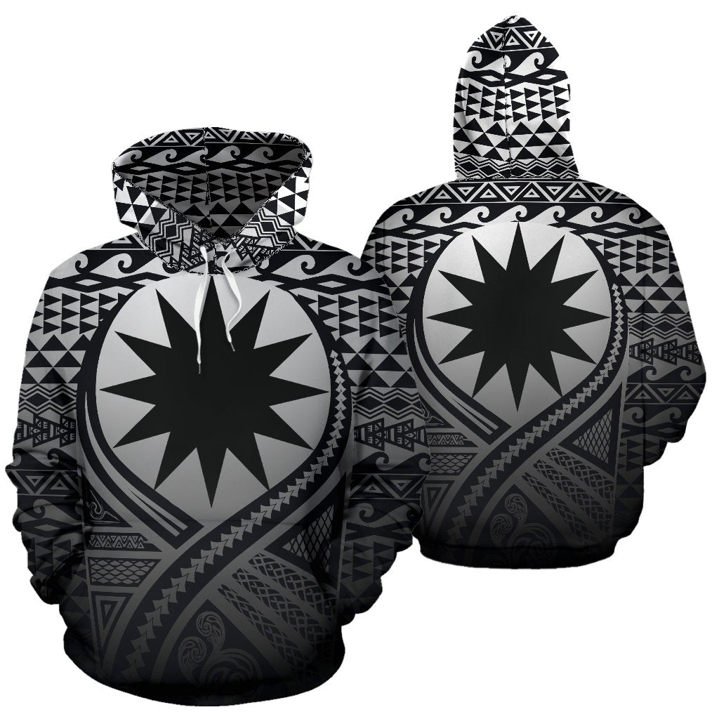 Nauru All Over Hoodie Lift up Black Unisex Black - Polynesian Pride