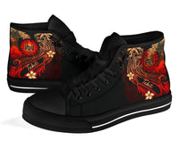 Tahiti Polynesian High Top Shoes - Plumeria Flowers And Waves - Polynesian Pride