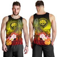 Federated States of Micronesia Custom Personalised Men's Tank Top - Humpback Whale with Tropical Flowers (Yellow) - Polynesian Pride