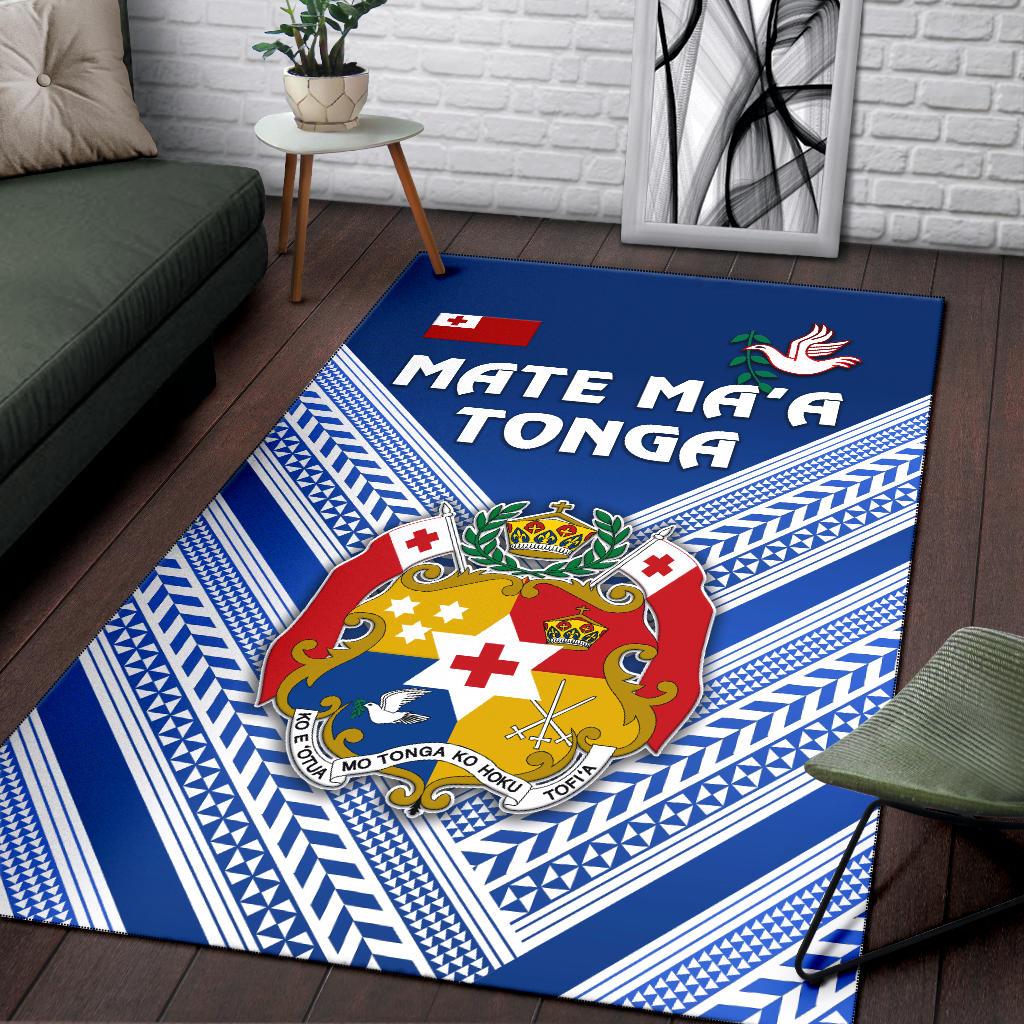 Mate Ma'a Tonga Rugby Area Rug Polynesian Creative Style - Blue - Polynesian Pride