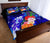 Cook Islands Custom Personalised Quilt Bed Set - Humpback Whale with Tropical Flowers (Blue) - Polynesian Pride