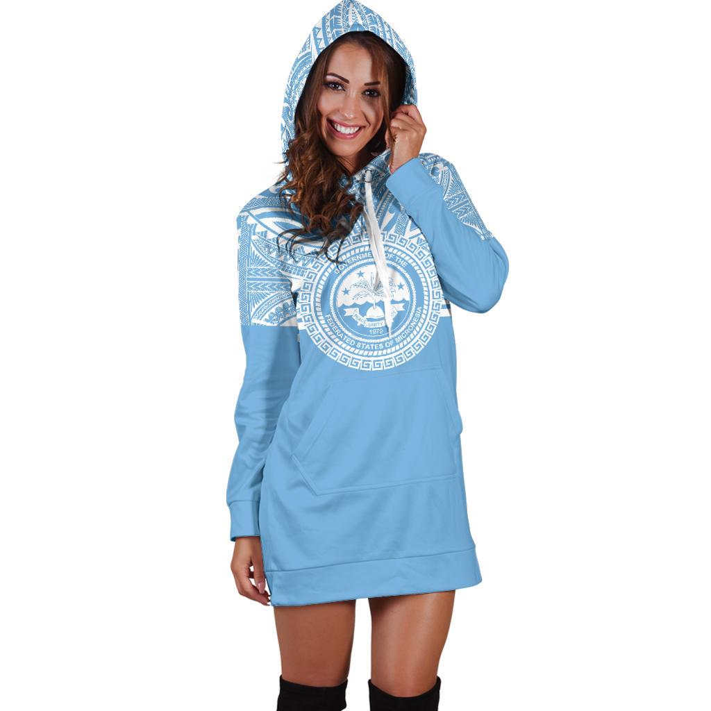 Federated States of Micronesia Women Hoodie Dress - Federated States of Micronesia Coat Of Arms Polynesian Flag Color - Polynesian Pride