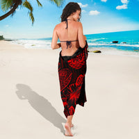 Tahiti Sarong - Turtle Hibiscus Pattern Red - Polynesian Pride
