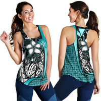 Polynesian Hawaii Women Racerback Tank Turquoise - Turtle with Hook TURQUOISE - Polynesian Pride