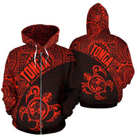 Tonga Zip up Hoodie Tonga Coat of Arms In Turtle Polynesian Tattoo 010 Unisex Black - Polynesian Pride