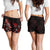 Tuvalu Polynesian Women's Shorts - Turtle With Blooming Hibiscus Red - Polynesian Pride