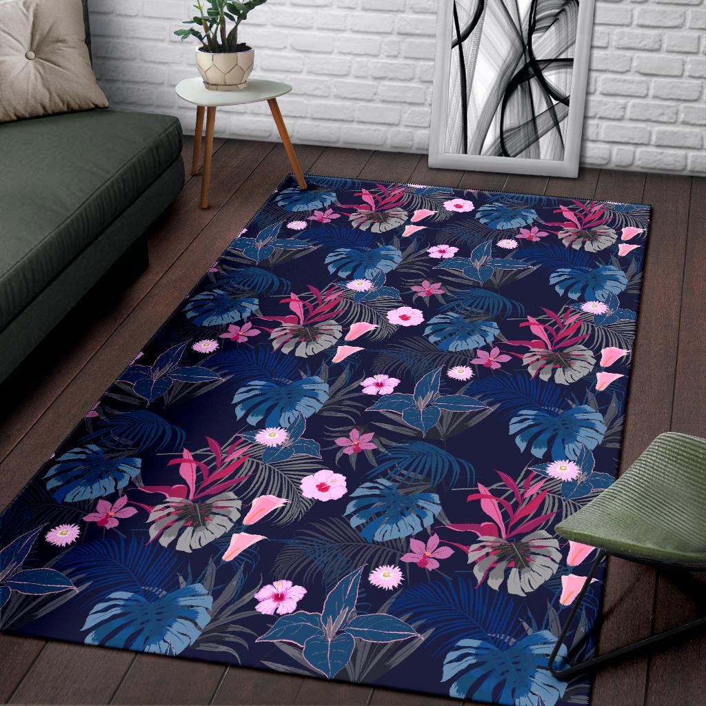 Tropical Palm Tree And Flower Rug - Polynesian Pride