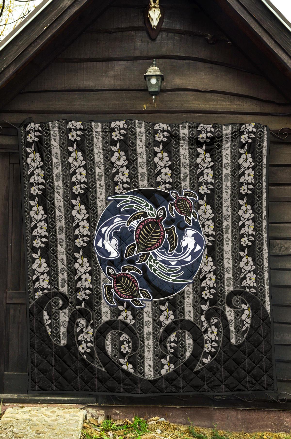 Hawaii Premium Quilt - Turtle Hibiscus Pattern - Polynesian Pride