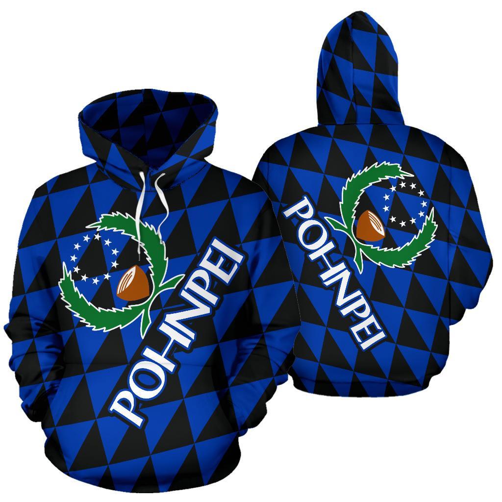 Pohnpei Polynesian All Over Hoodie Pohnpei Flag Unisex Blue - Polynesian Pride