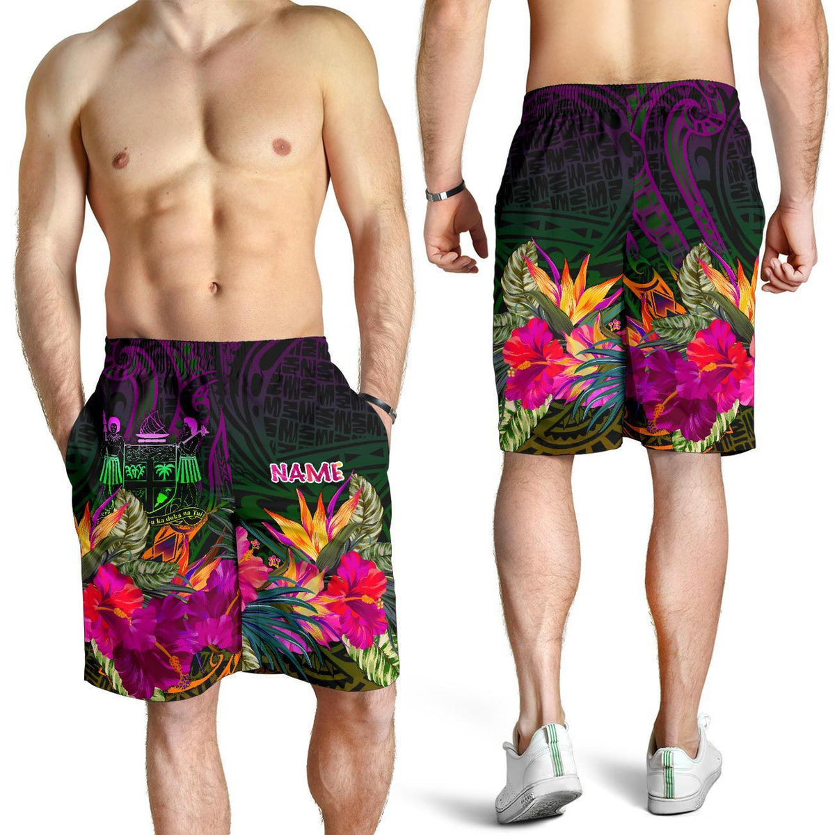 Fiji Personalised Men's Shorts - Summer Hibiscus - Polynesian Pride
