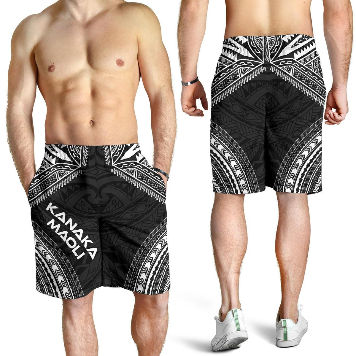 Kanaka Maoli Men's Shorts - Polynesian Chief Black Version - Polynesian Pride