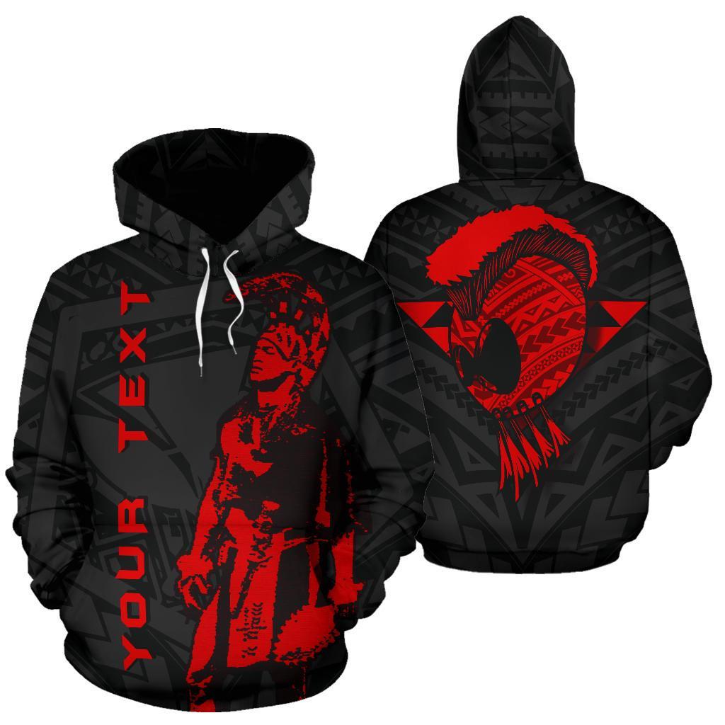 Polynesian Kakau Warrior Helmet Hawaii Custom Zip Hoodie Red Unisex Red - Polynesian Pride