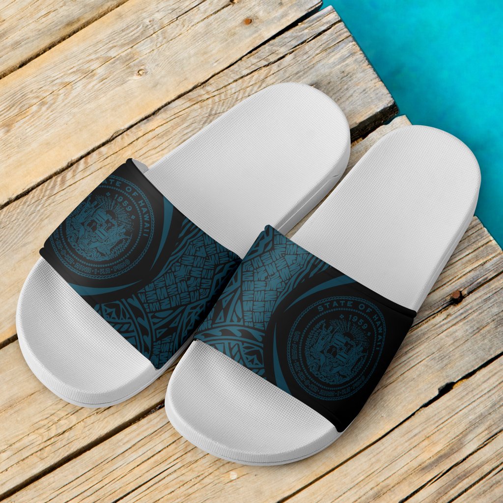 Hawaii Slide Sandals Coral Blue White - Circle Style - Polynesian Pride
