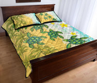 Hawaii Turtle Sea Hibiscus Coconut Tree Quilt Bed Set - Polynesian Pride