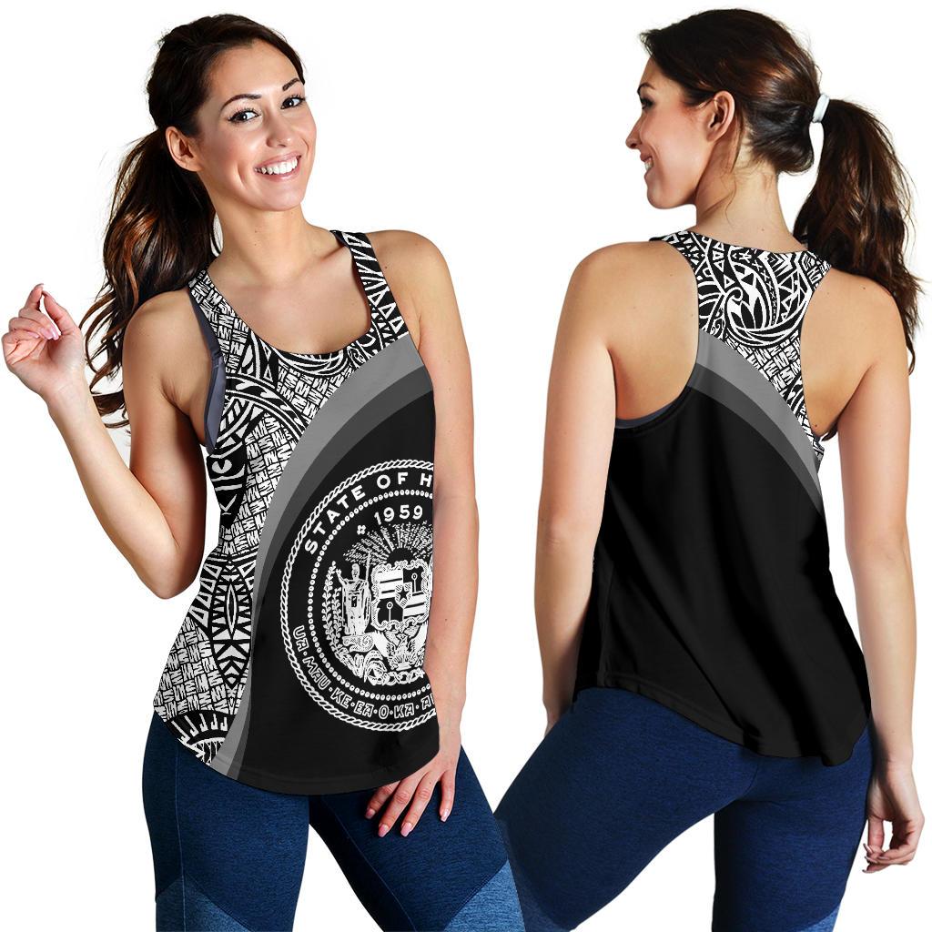 Hawaii Coat Of Arms Women's Tank Top - Billow Style White - Polynesian Pride